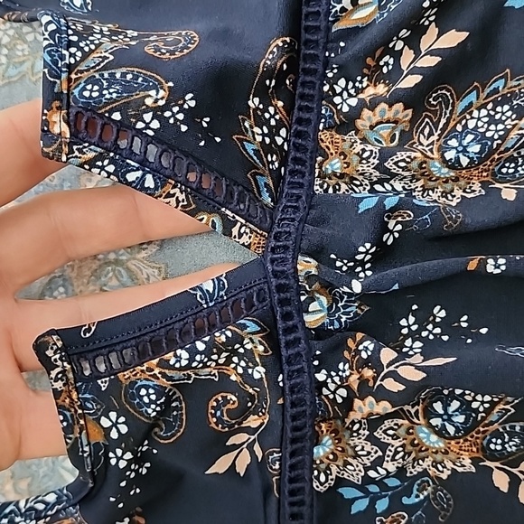 PerSeption Concept Women's Navy Paisley Sleeveless Dres Elastic Waist Sz Medium - Picture 11 of 14